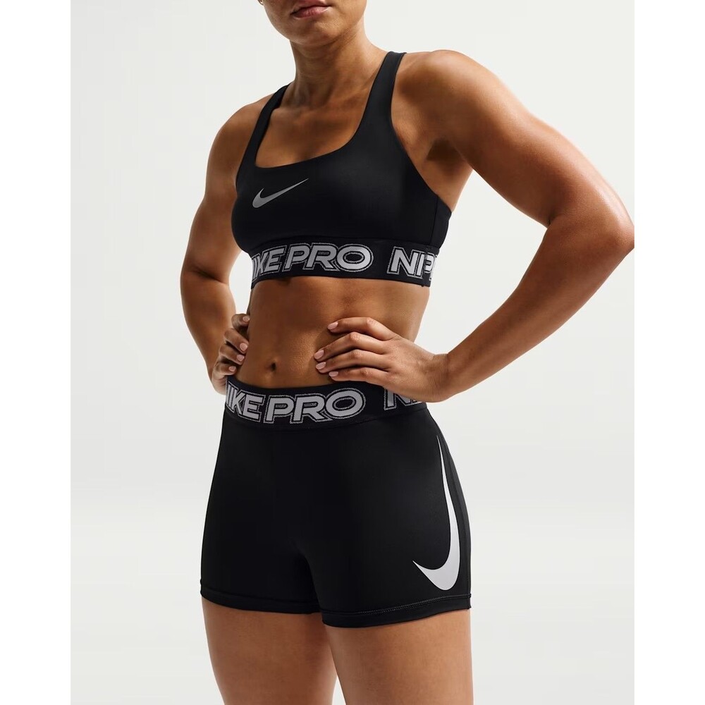Nike Pro Mid-Rise 3" Biker Shorts Black/White IB9231-010 Women’s XS